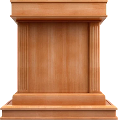 A wooden speaker's podium.