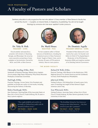 Packet page: A Faculty of Pastors and Scholars